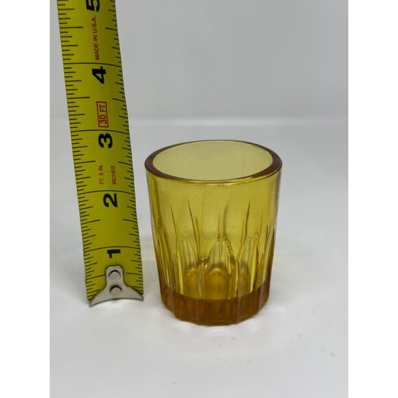 VTG Amber Glass Votive Tea 2.25" Ribbed Bottom Candle Holders - Picture 7 of 7